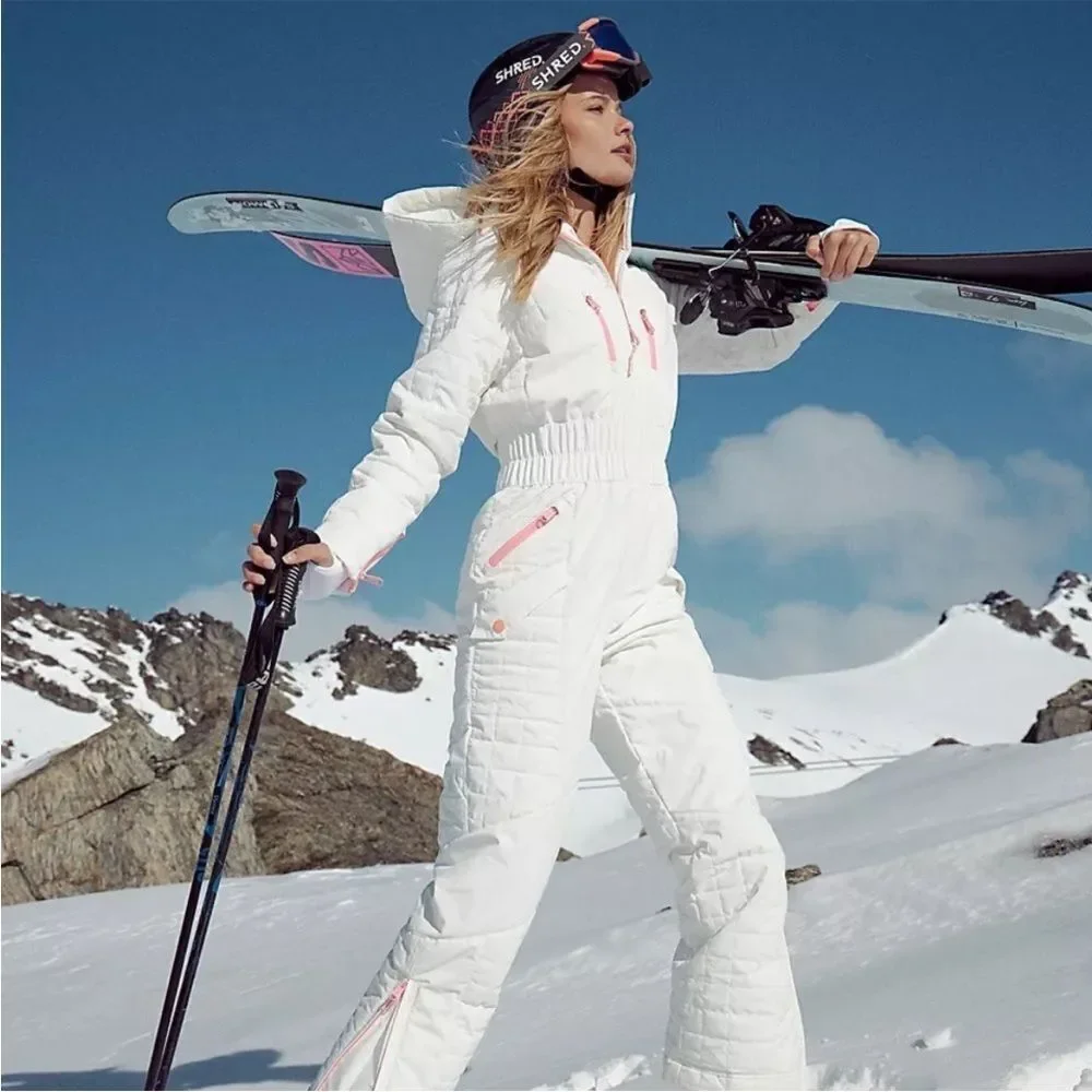 NEW FP Movement All Prepped Ski Suit Snowsuit White and Pink Size L $698 - Picture 2 of 13